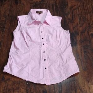 Pendleton Pink Sleeveless Button-Front Blouse